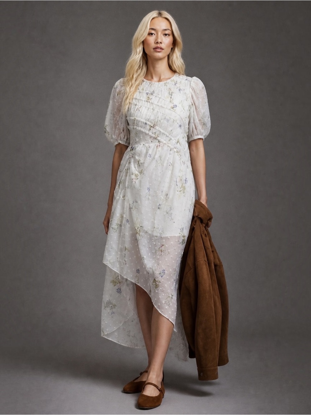 New All Saints Dress Serene Lace Ecru/White  Midi Dress Size 8